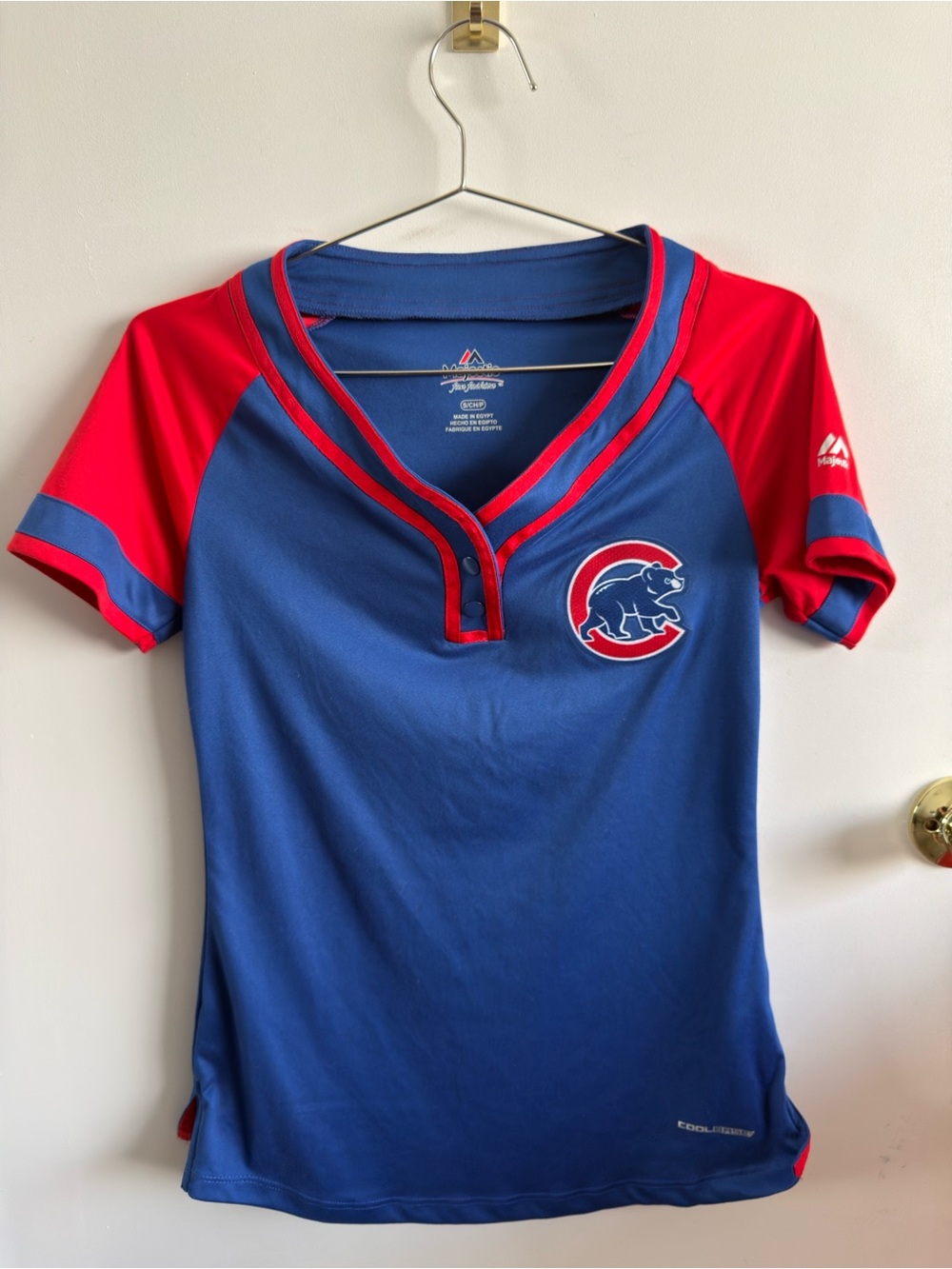 Majestic Blue and Red Chicago Cubs Girls' Baseball Jersey